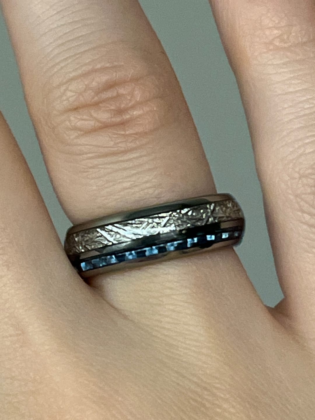 Customer photo review of The Steely Blue Wonder Ring Set