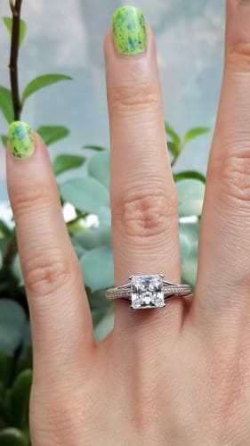 Customer photo review of Solitaire Art Deco 2ct Princess CZ Ring in Sterling Silver