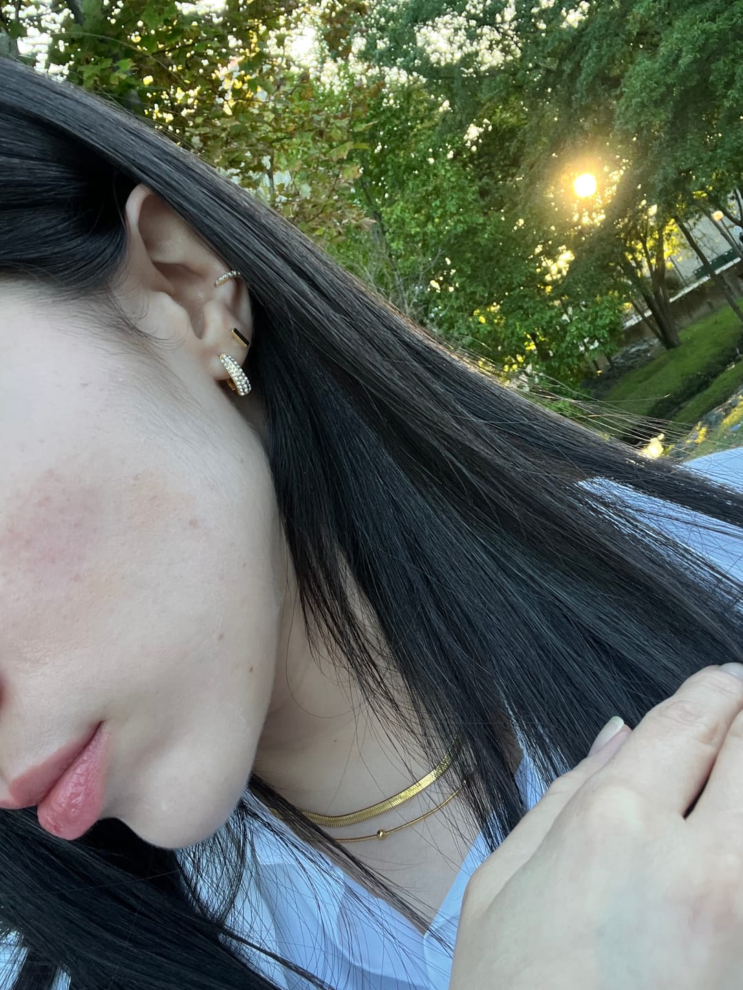 Customer photo review of Lily Crystal Hoop Earrings