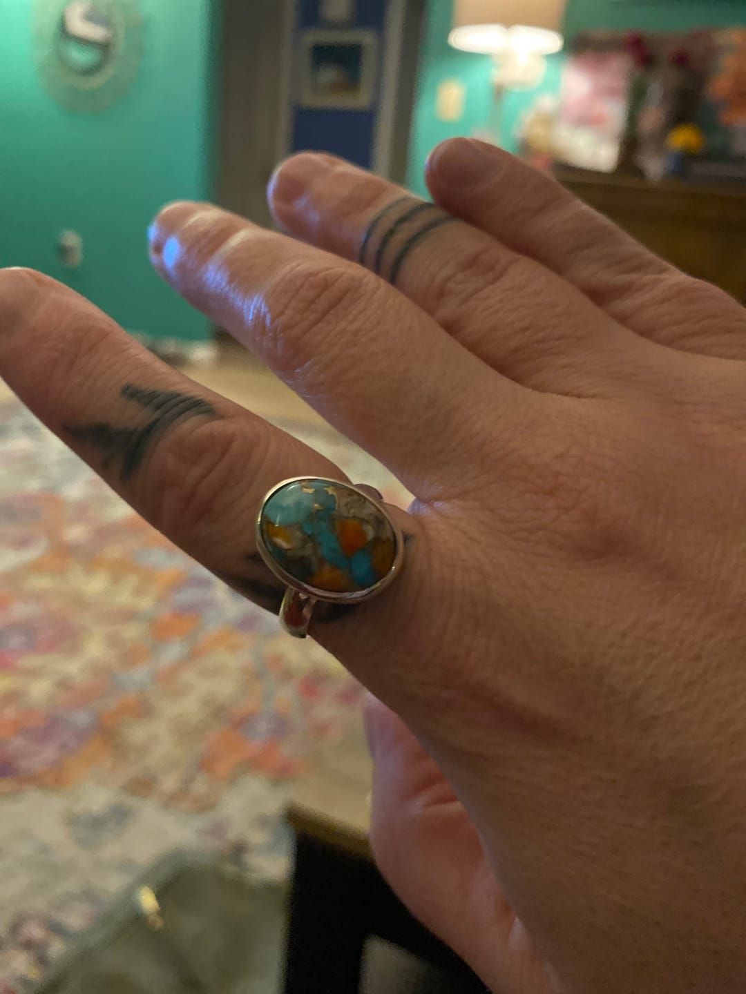 Customer photo review of Oyster Copper Turquoise Ring Sterling Silver