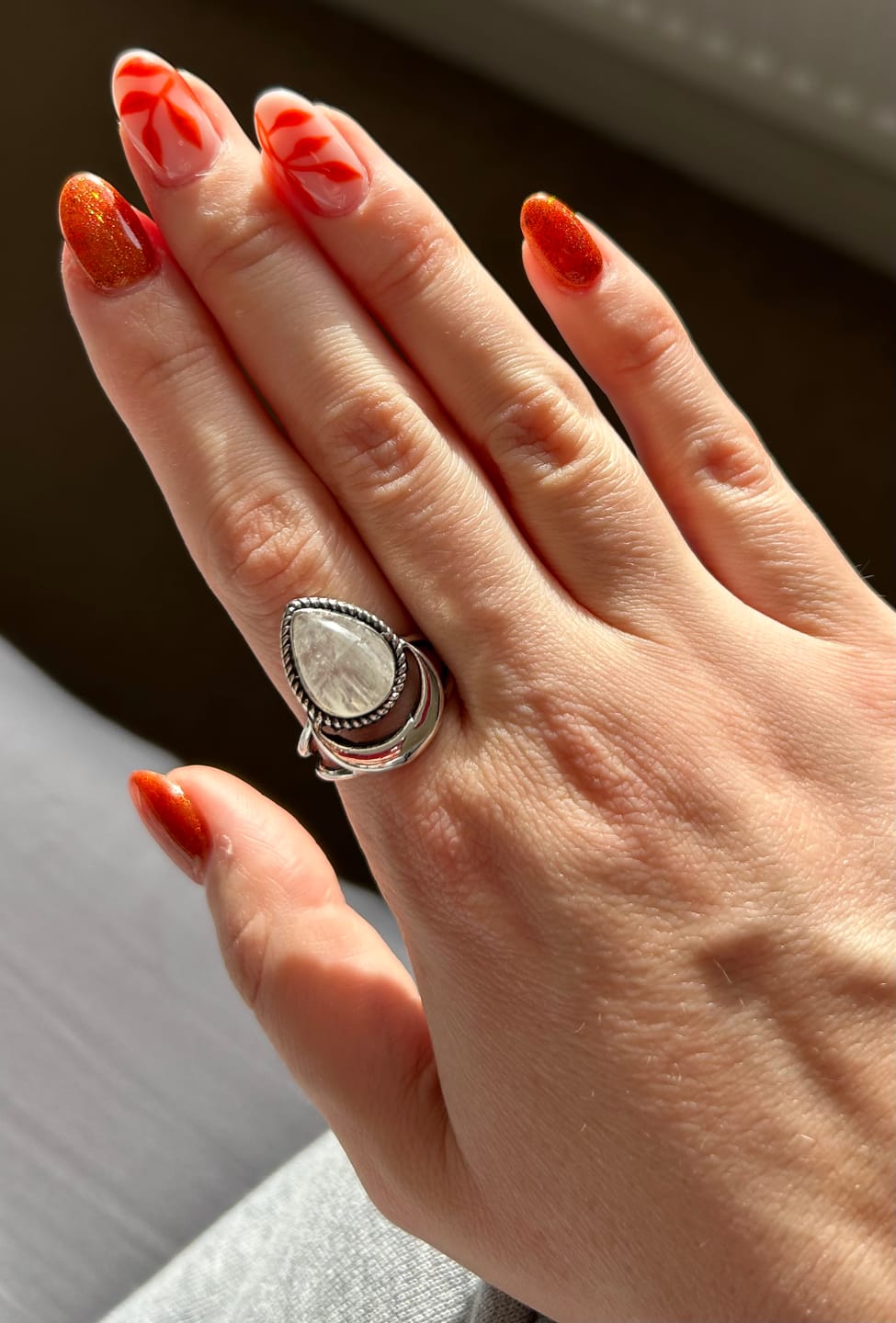 Customer photo review of Sterling Silver Crescent Moon Moonstone Ring
