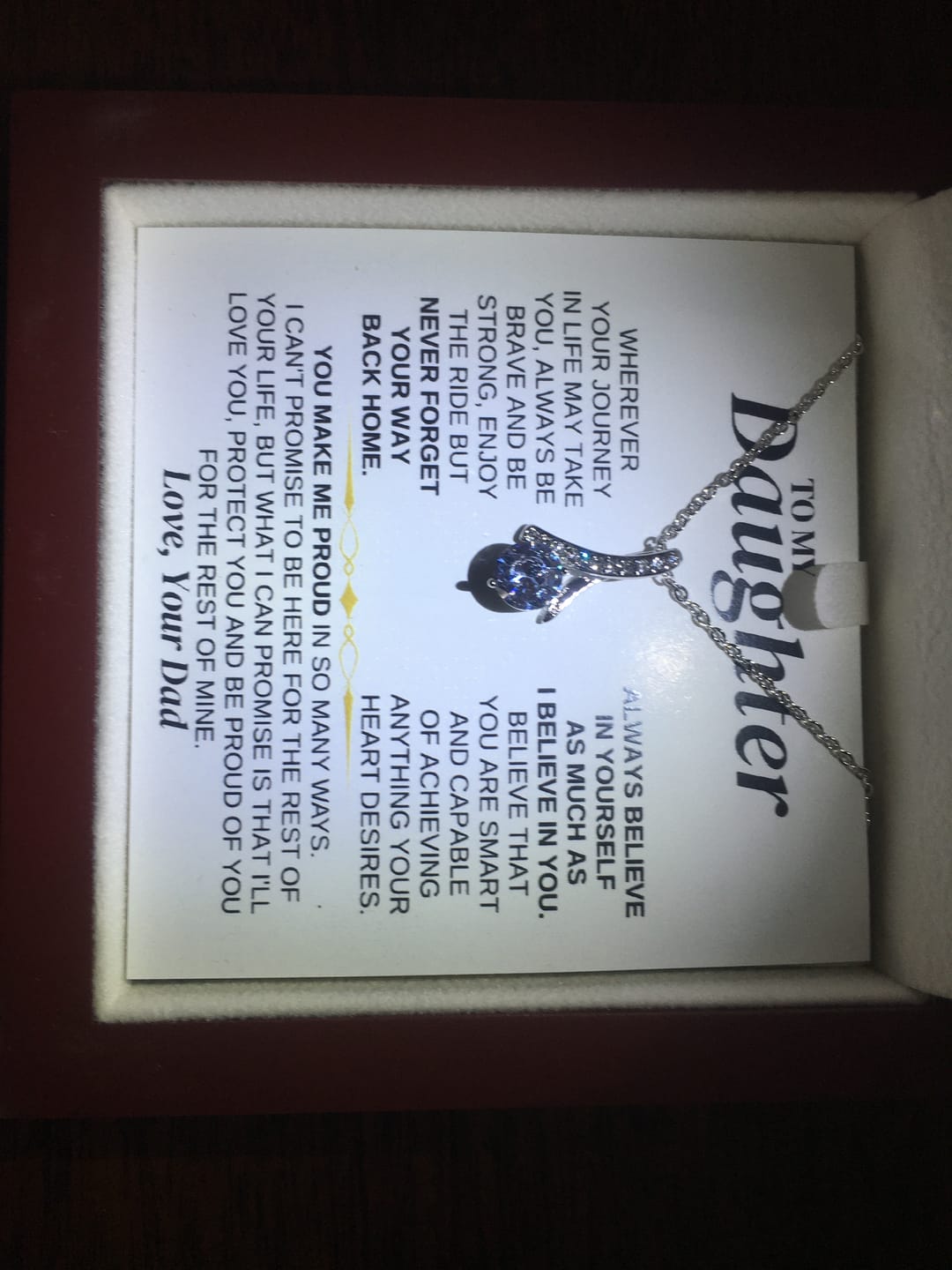 Customer photo review of To My Daughter - Love Dad - Necklace Gift Set - SS318V2