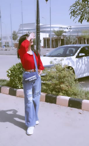 Customer photo review of Flared Light Blue Jeans