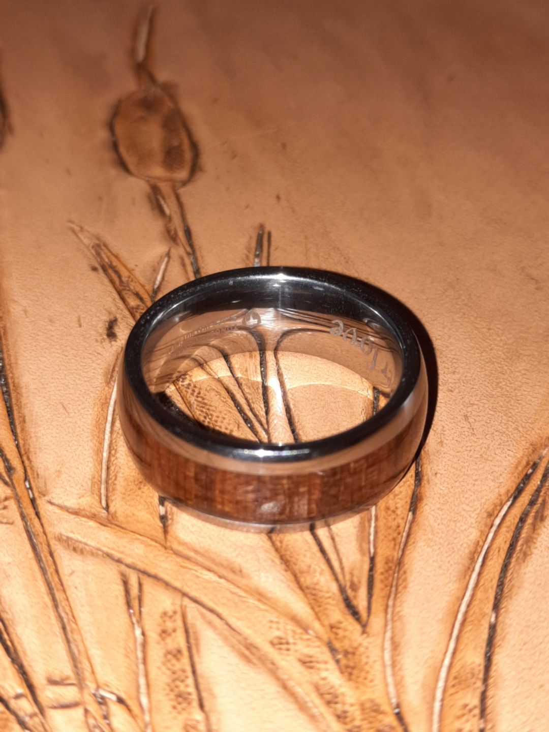 Customer photo review of Black Walnut Wood Inlay Ring - Tungsten 8mm