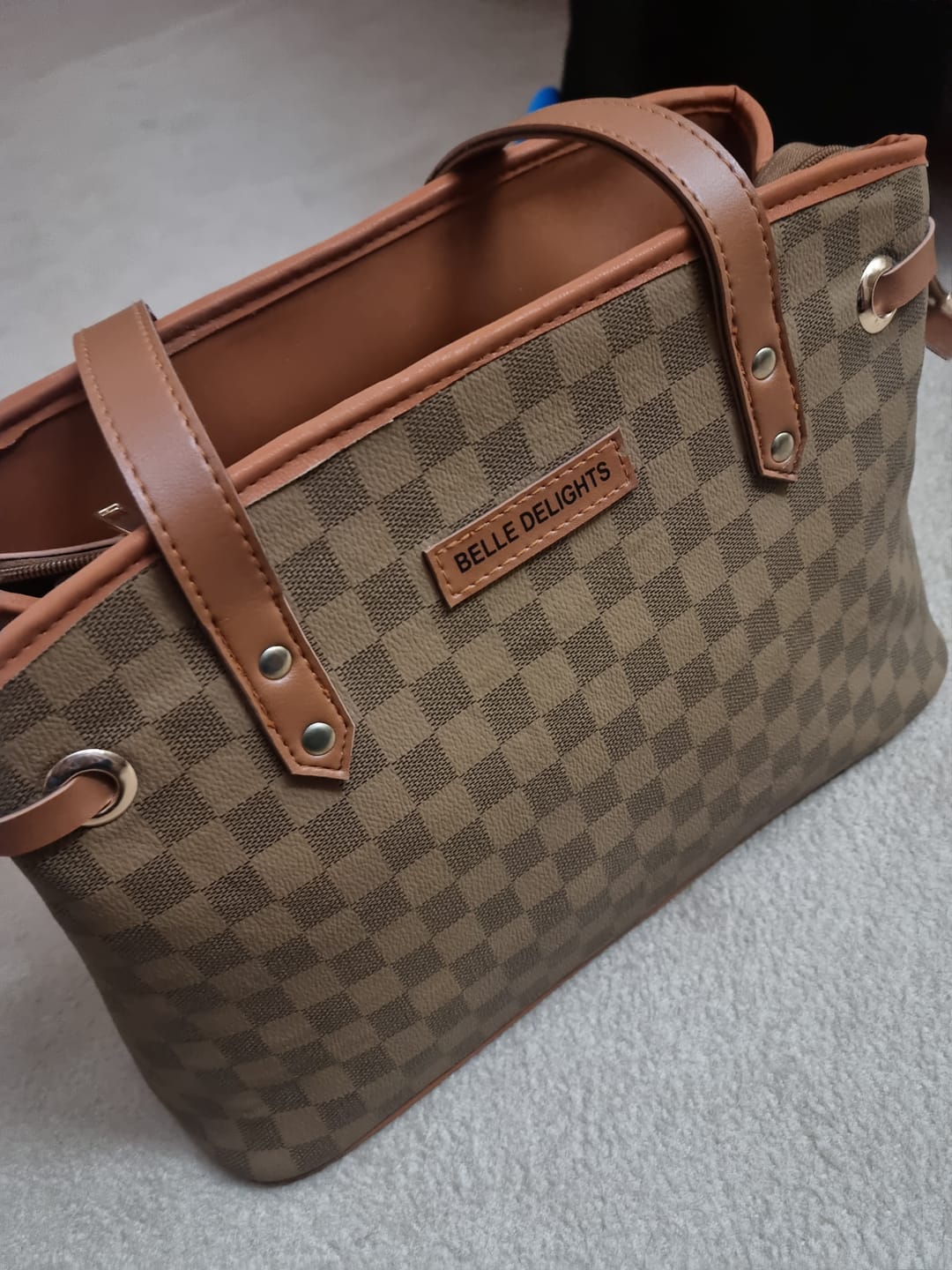Customer photo review of Wood Belle The Checker Bag