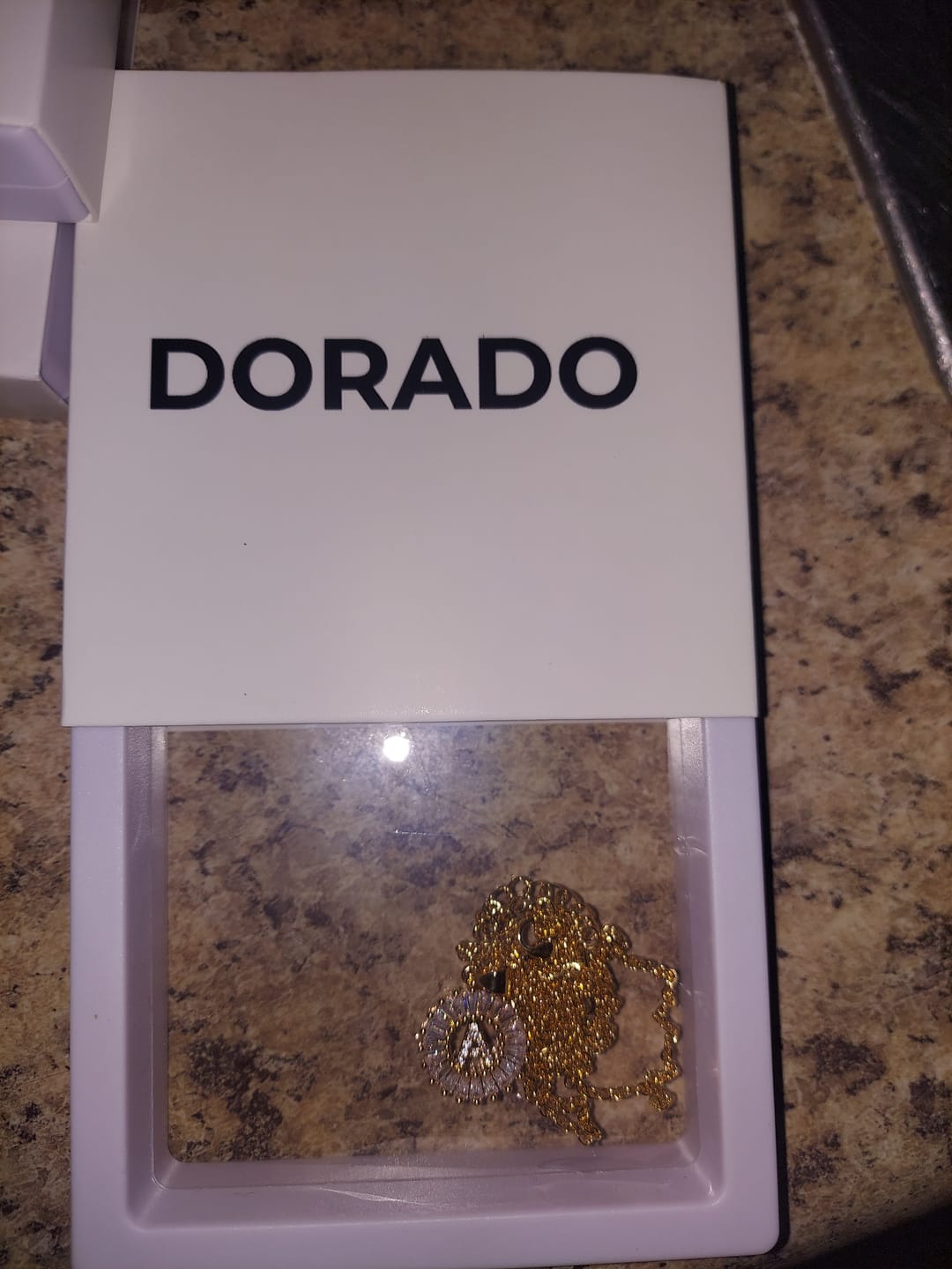 Customer photo review of Iced Baguette Initial Necklace