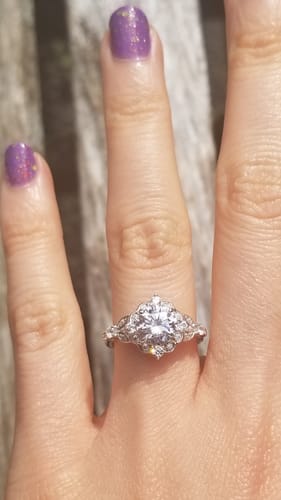 Customer photo review of Halo Art Deco CZ Ring in Sterling Silver