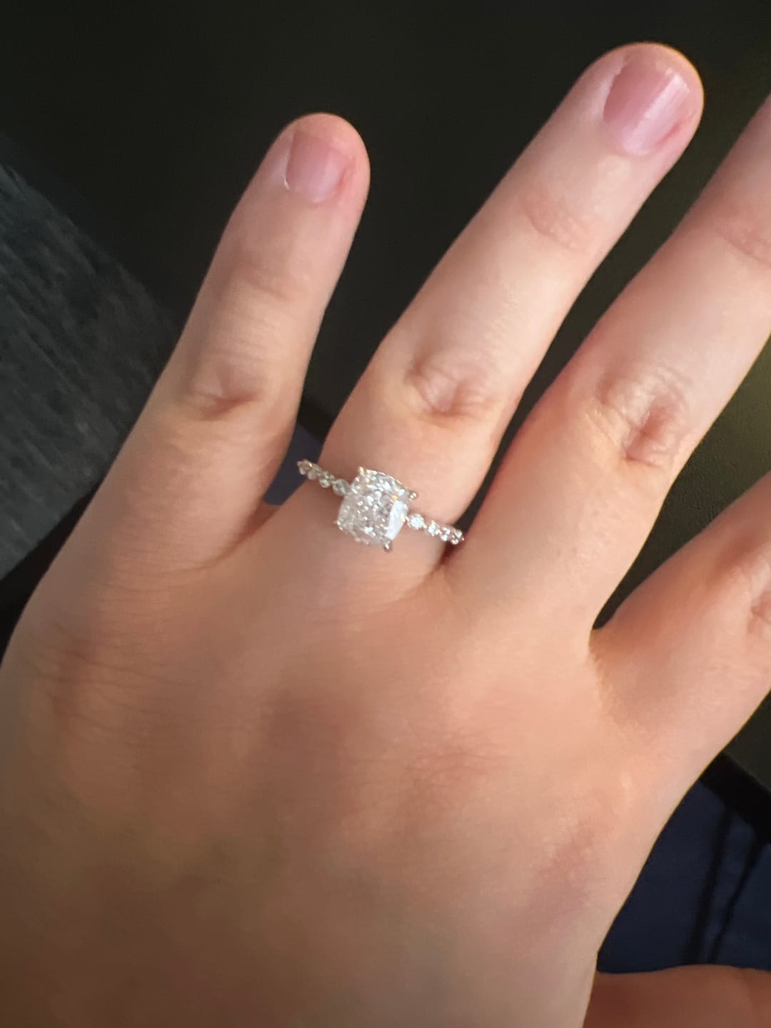 Customer photo review of S925 Exquisite 2.0 Carat Cushion Cut Women's Wedding Ring Set In Sterling Silver