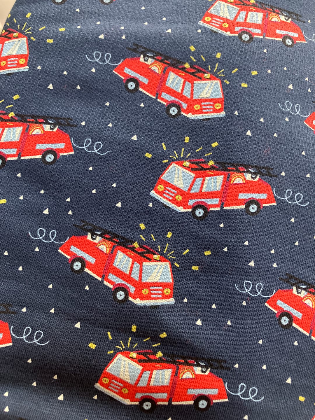 Customer photo review of Fire Engines Cotton Jersey Fabric