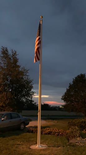 Customer photo review of 20 ft. Commercial Flagpole with External Rope Halyard Rated At 120 mph
