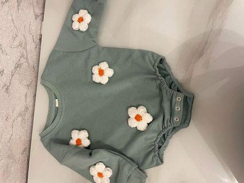 Customer photo review of Green Embroidered Flower Sweater Bodysuit