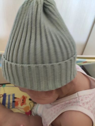 Customer photo review of Solid Color Ribbed Beanie Hat
