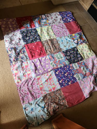 T-shirt quilt with crafting, sewing themes by Cecilia from CA