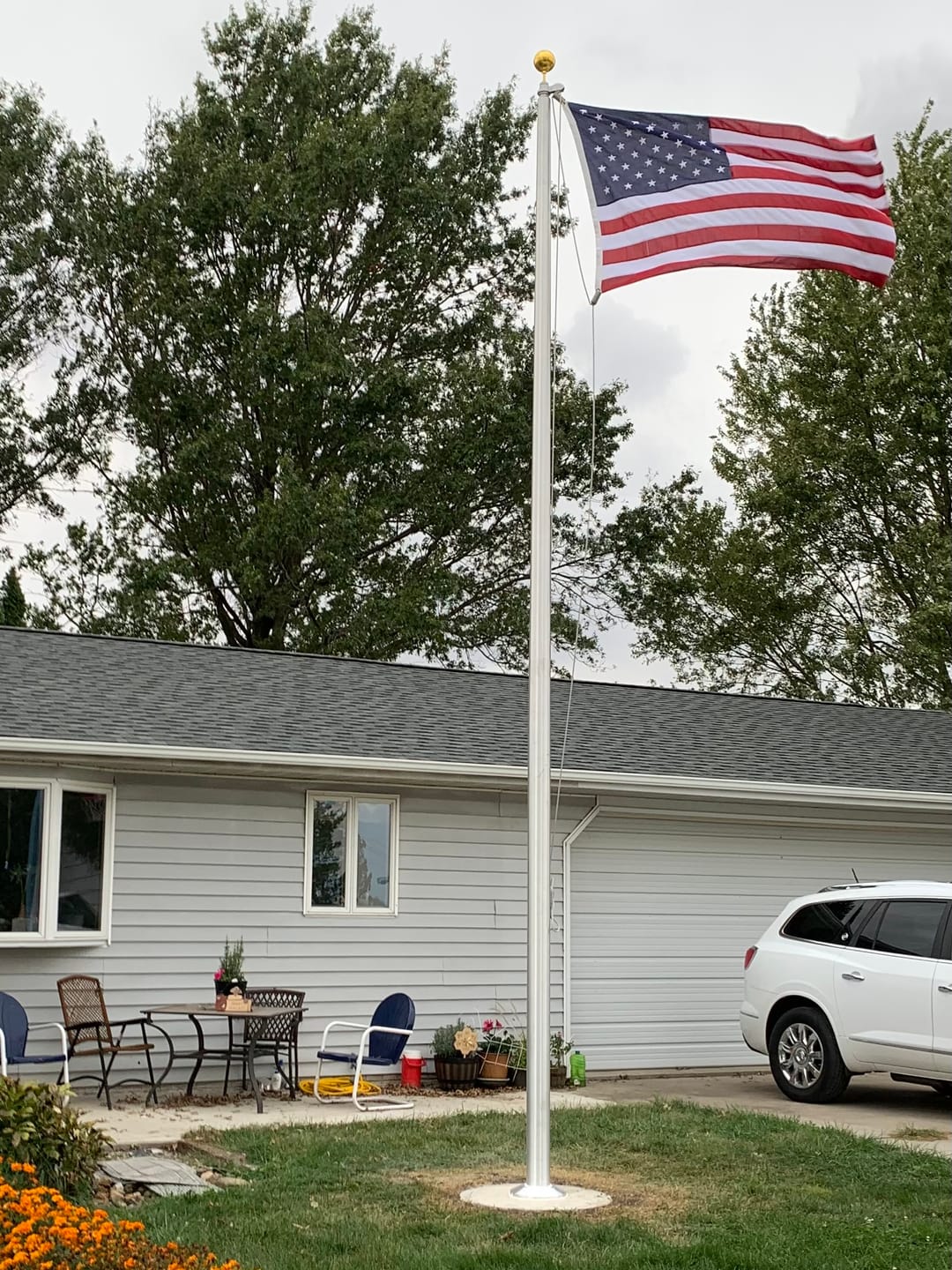 Customer photo review of 20 ft. Commercial Flagpole with External Rope Halyard Rated At 120 mph