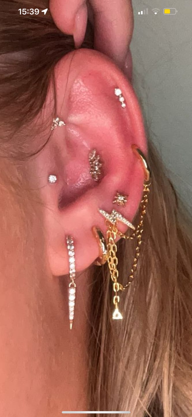 Customer photo review of Layered Drop Chain Charm