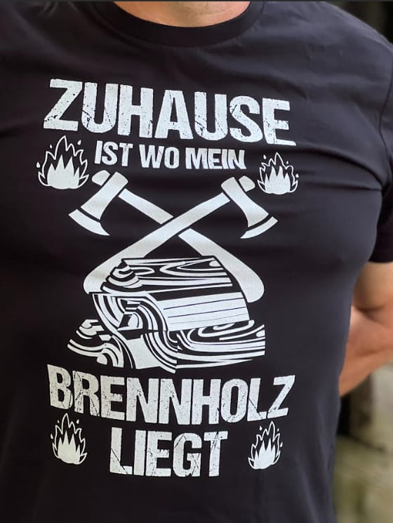 Customer photo review of Zuhause bei meinem Brennholz - Unisex Premium Bio Shirt