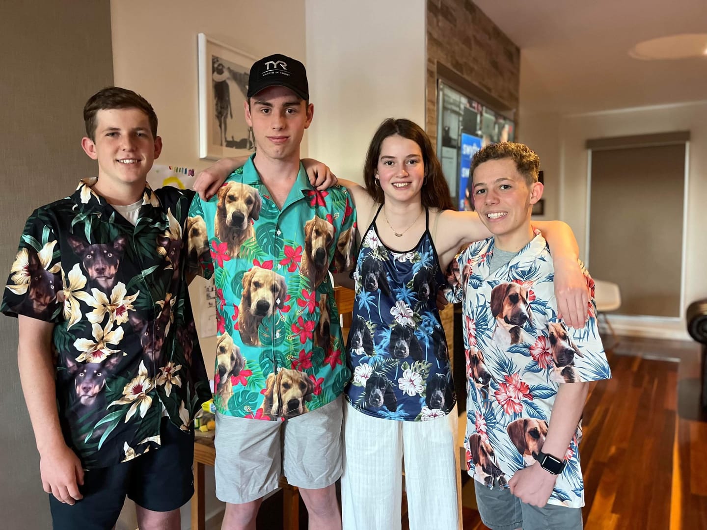Customer photo review of Custom Hawaiian Shirt For Dog Lovers | Personalized Puppy Lovers Gift | Leaves & Flowers Pattern Dark Green Color Aloha Shirt