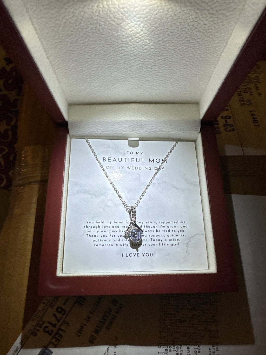 Customer photo review of Mother Of The Bride Gift, Mom Wedding Gift