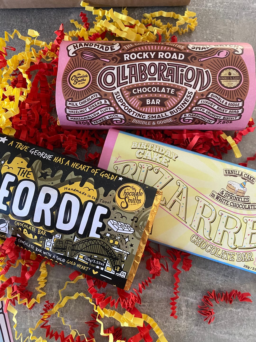 Customer photo review of The Geordie Bar (Milk & White Chocolate with Caramel) 130g