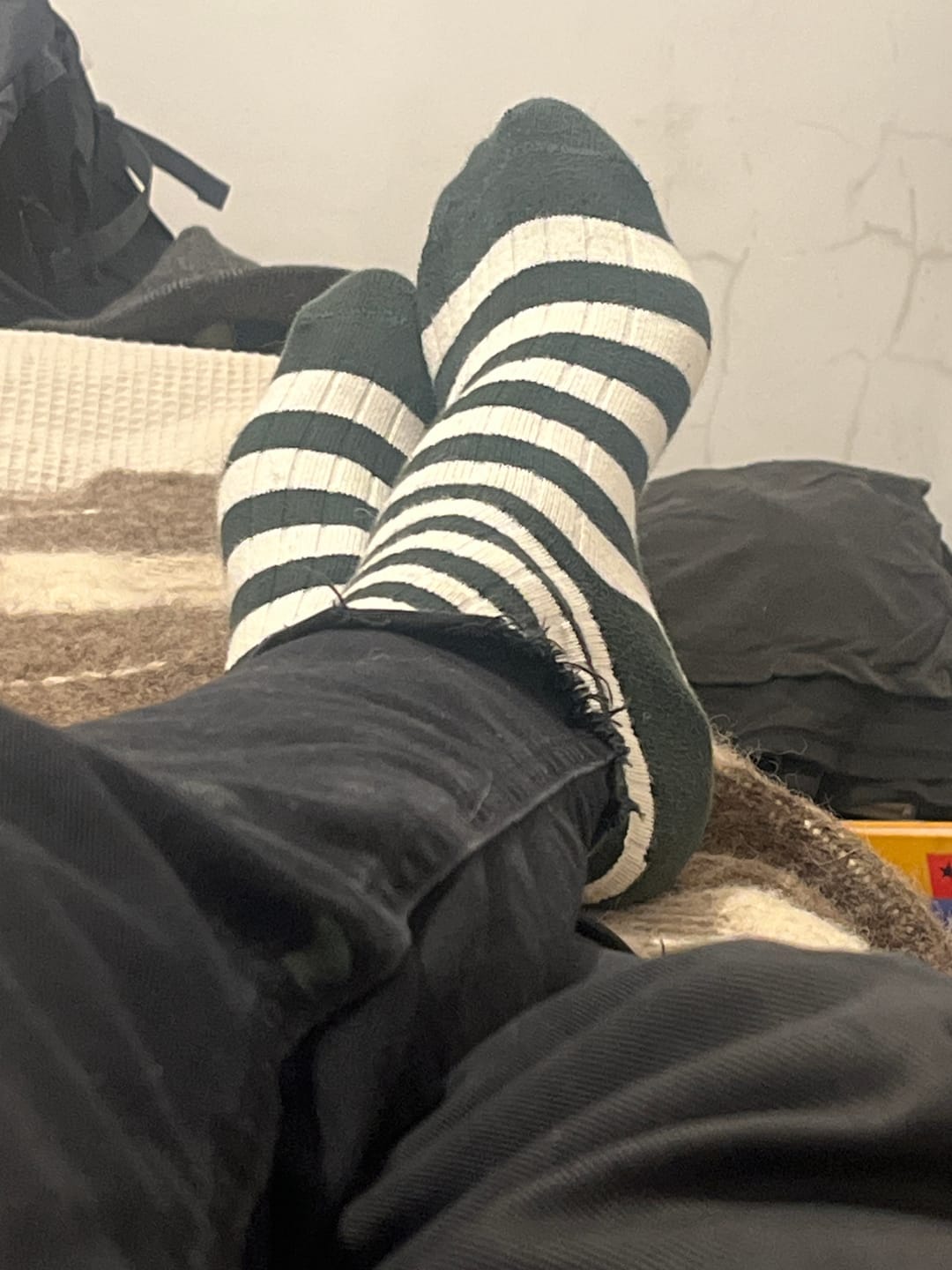 Customer photo review of Retro Striped Cotton Socks - Green/White