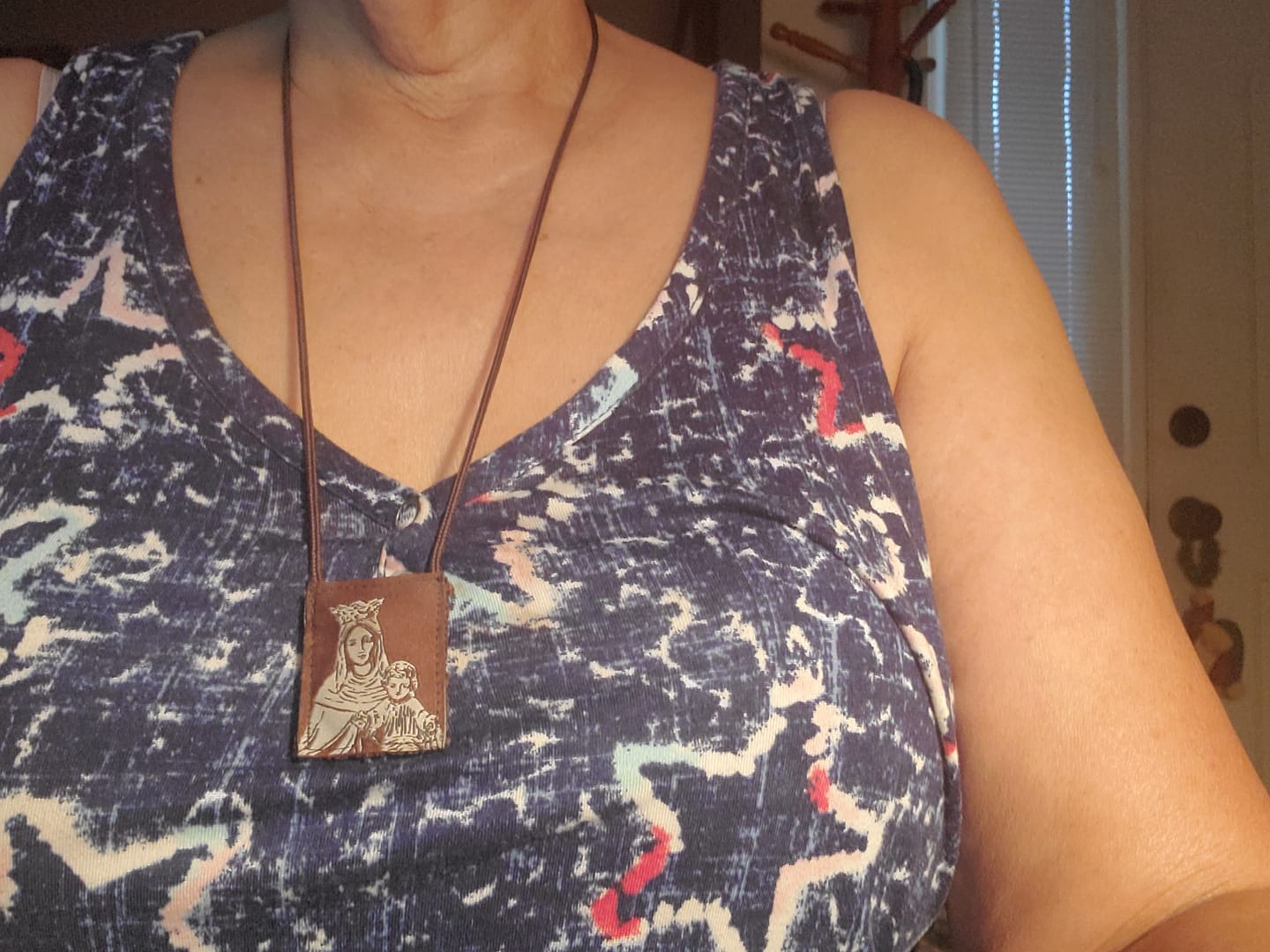 Customer photo review of Premium Brown Scapular, Brown & Cream, Our Lady of Mt. Carmel with Promise