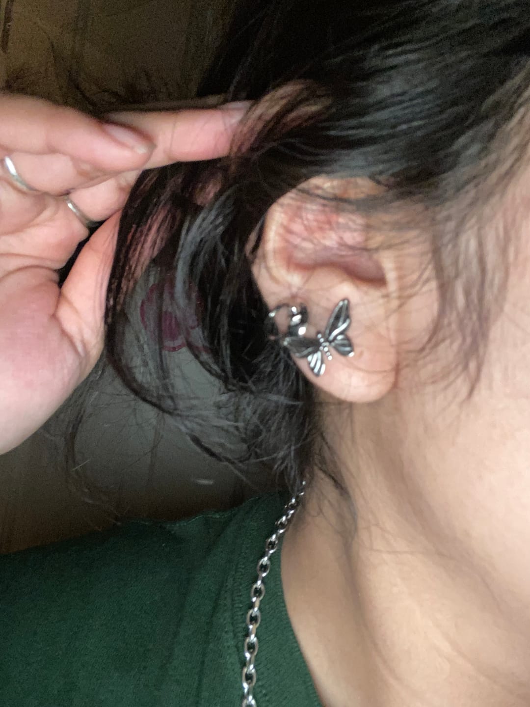 Customer photo review of BUTTERFLY EARRING (STUD)