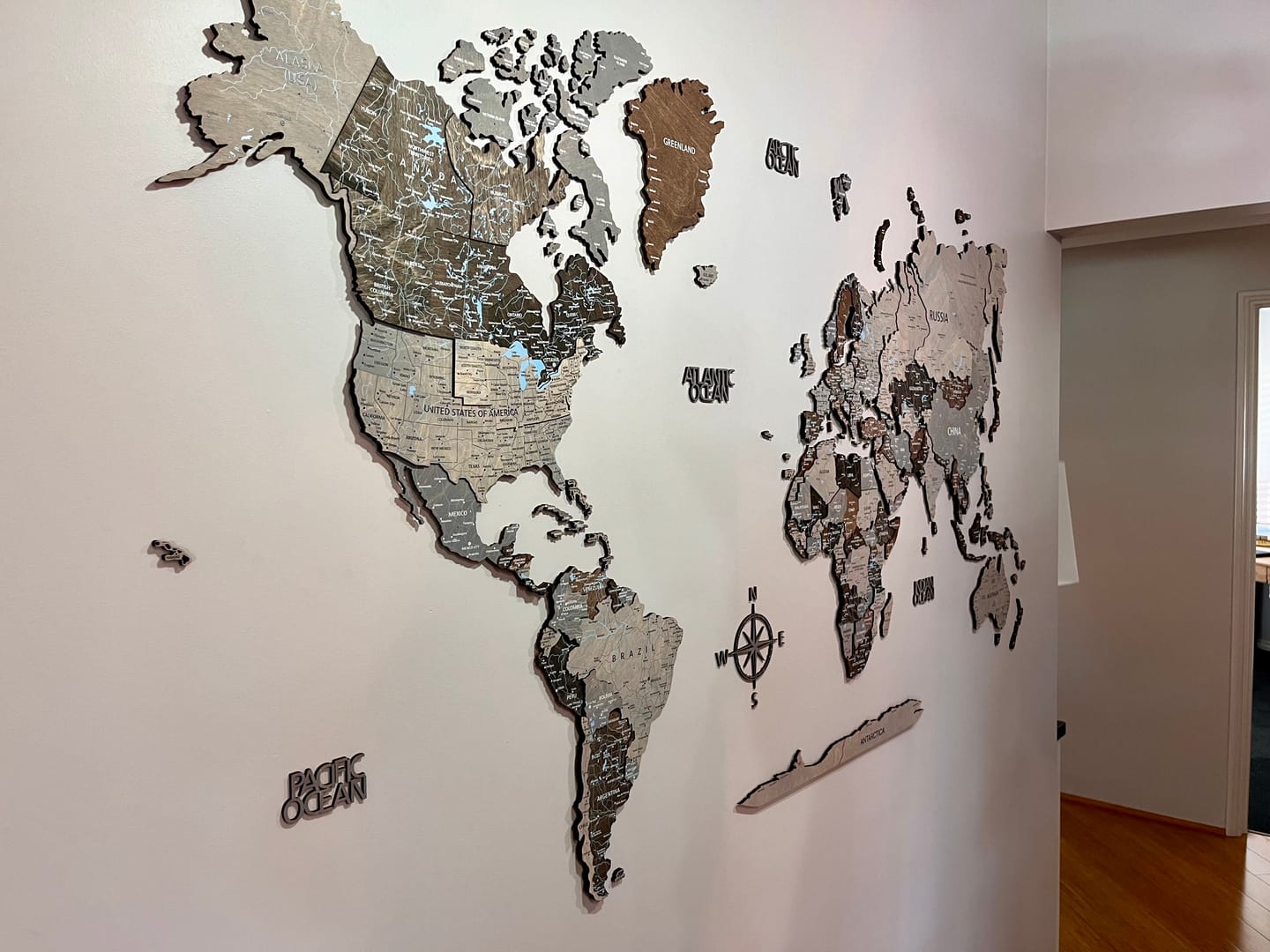 Customer photo review of Wood World Map -Loft