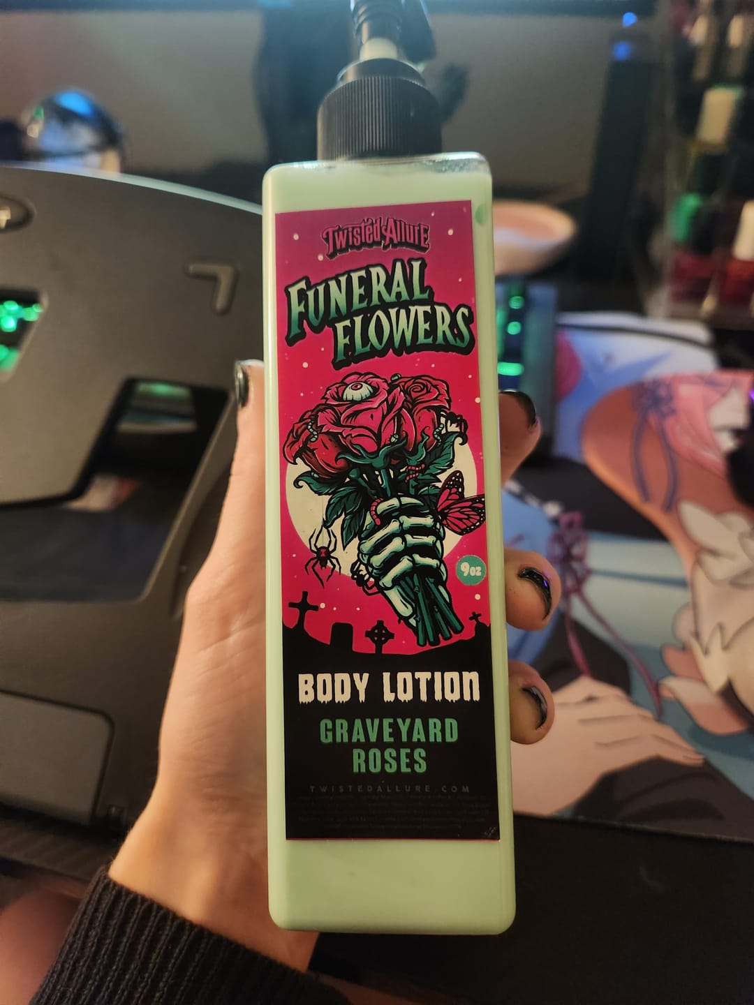 Customer photo review of Funeral Flowers body lotion (Graveyard Roses)