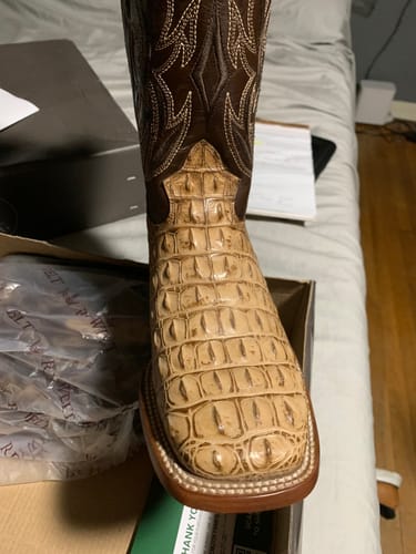 Customer photo review of NILE CAIMAN BELLY ORIX  | MEN SQUARE TOE WESTERN COWBOY BOOTS
