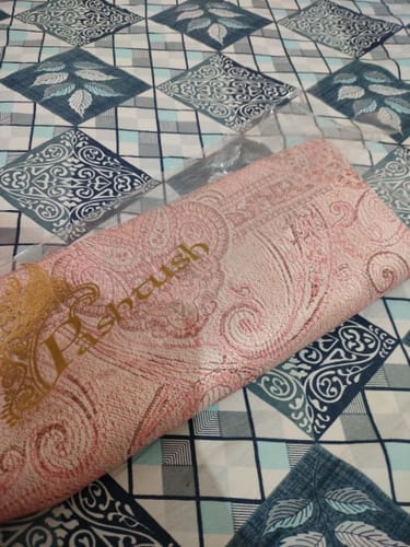 Customer photo review of Pashtush Women's Jamawar Shawl, Ivory And Pink