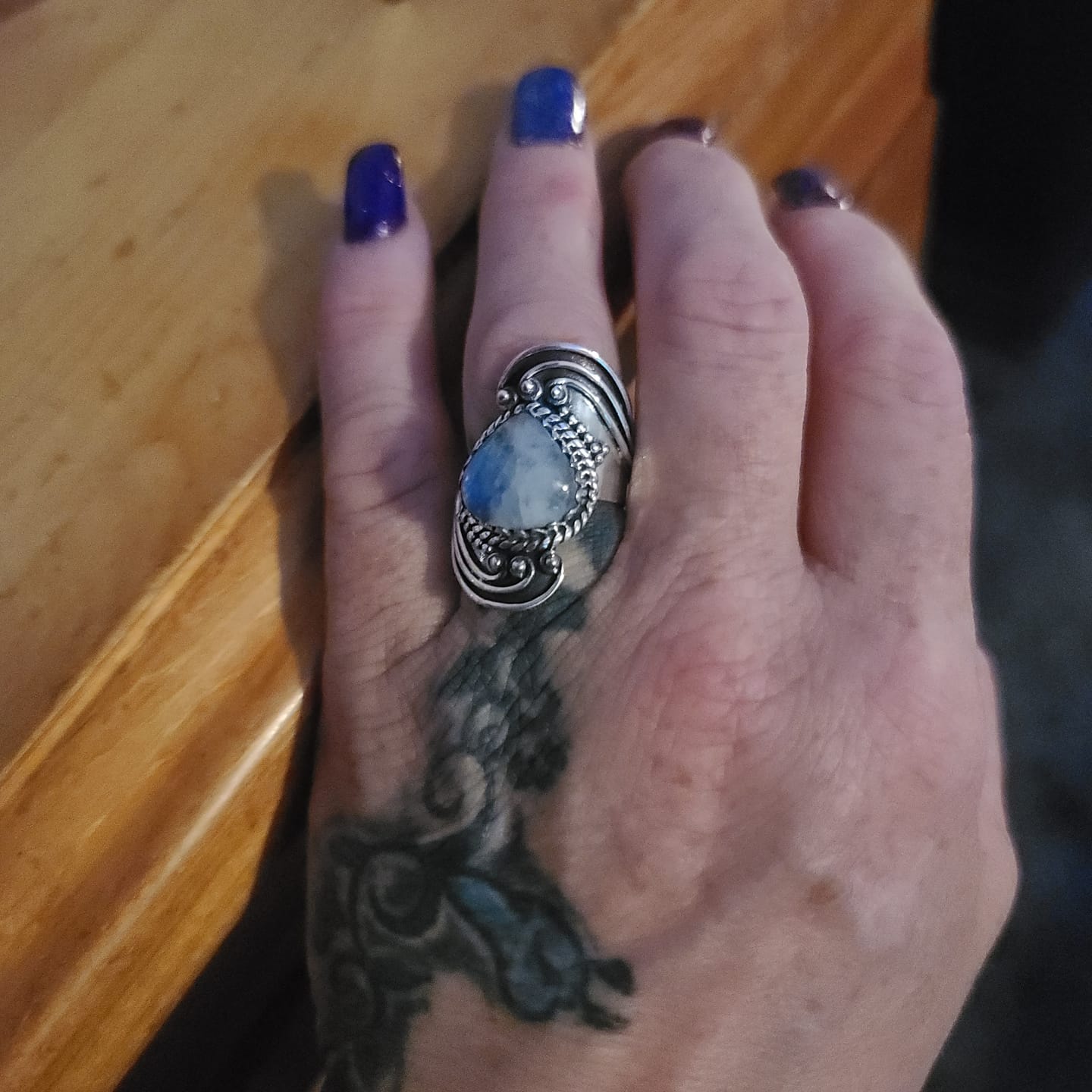 Customer photo review of Bohemian Teardrop Moonstone Ring