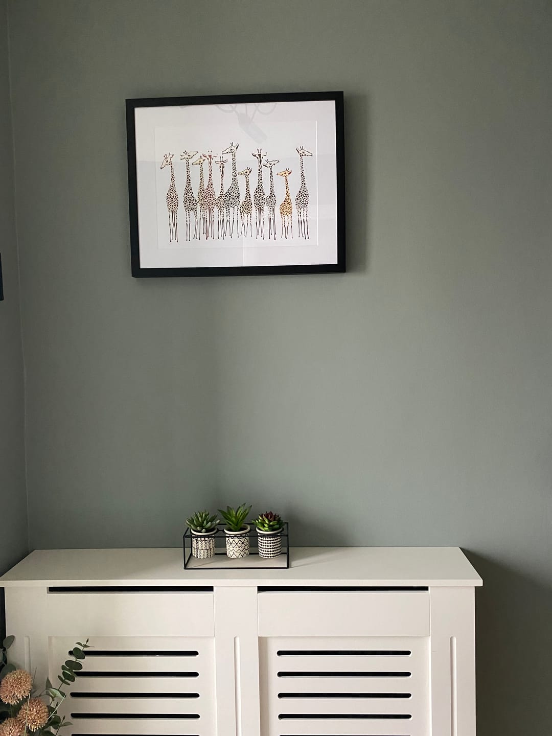 Customer photo review of Line Of Giraffes Framed Art Print