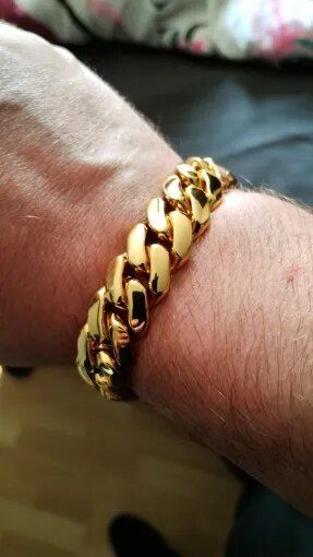 Customer photo review of 20mm Solid 18k Gold Plated Miami Cuban Link Chain