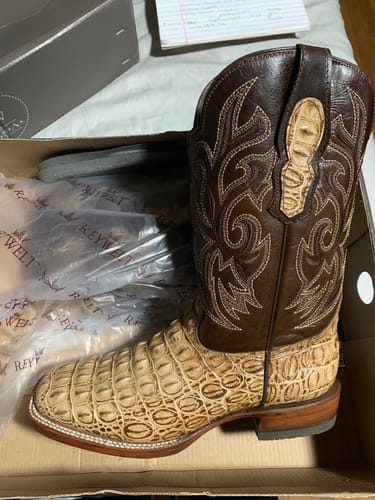 Customer photo review of NILE CAIMAN BELLY ORIX  | MEN SQUARE TOE WESTERN COWBOY BOOTS