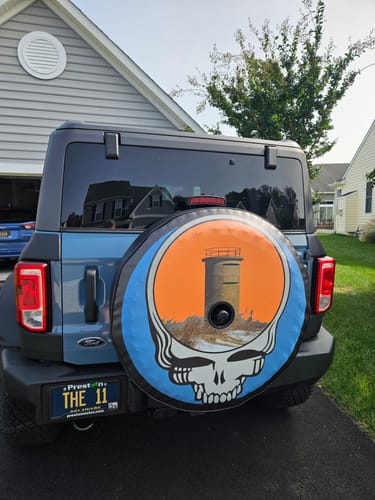 Customer photo review of Custom Spare Tire Cover for Jeep, RV, Bronco Camper, Trailer, & More