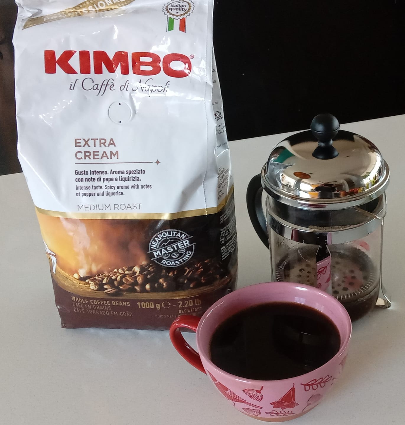 Customer photo review of Kimbo Espresso Extra Cream 1kg Grano Entero