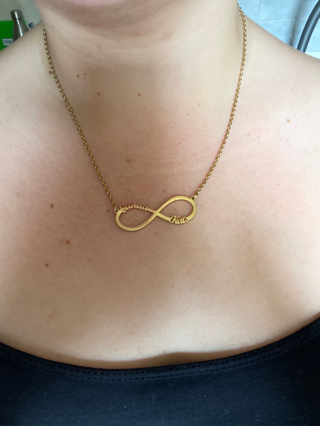 Customer photo review of Collier Infini Personnalisable Deux Prénoms