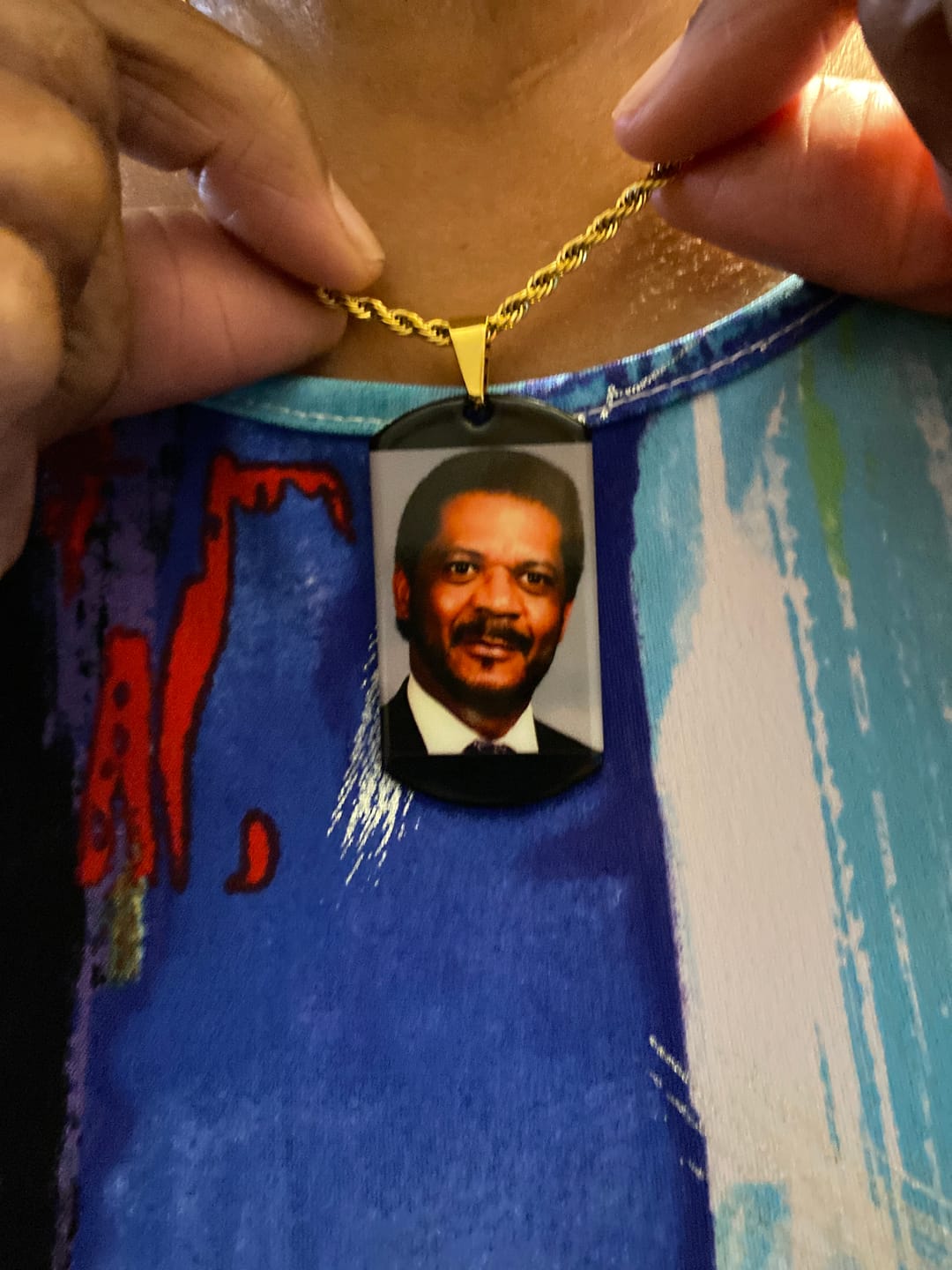 Customer photo review of Custom Military Style Colorful Photo Necklace