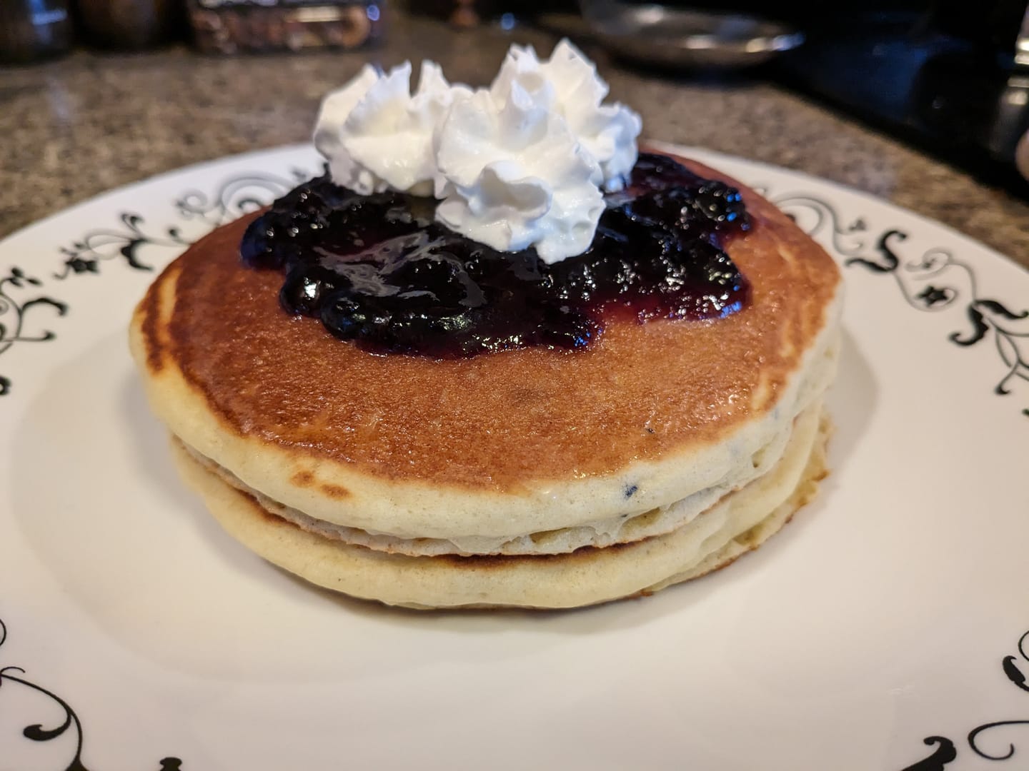 Customer photo review of Cousin T's Blueberry Gourmet Pancake Mix (2 Pack)