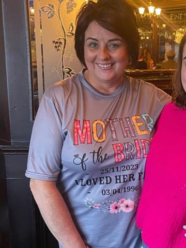 Customer photo review of Mother Of The Bride I Loved Her First Custom Wedding Date And Birth Date Shirt Gift For Mom