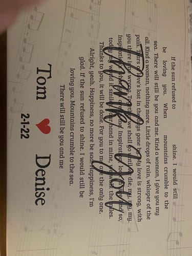 Customer photo review of Heart Shaped Song Lyrics On Canvas Custom Wall Art