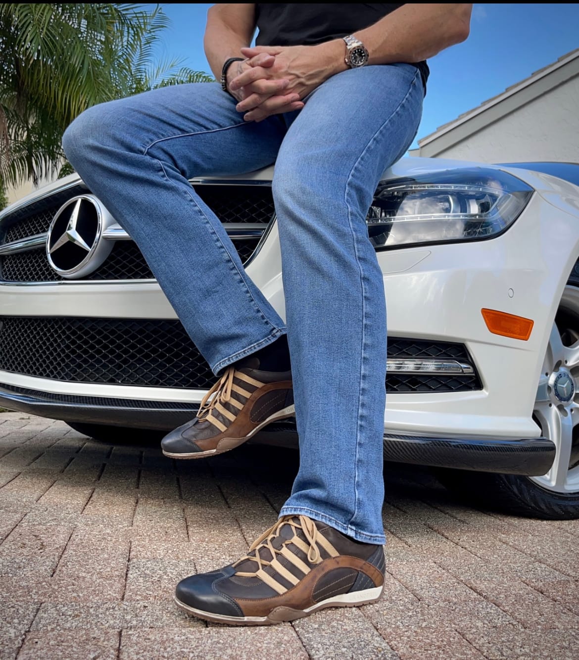 Customer photo review of Men's GrandPrix Sneaker in Designo Marron (Medium and Dark Brown)