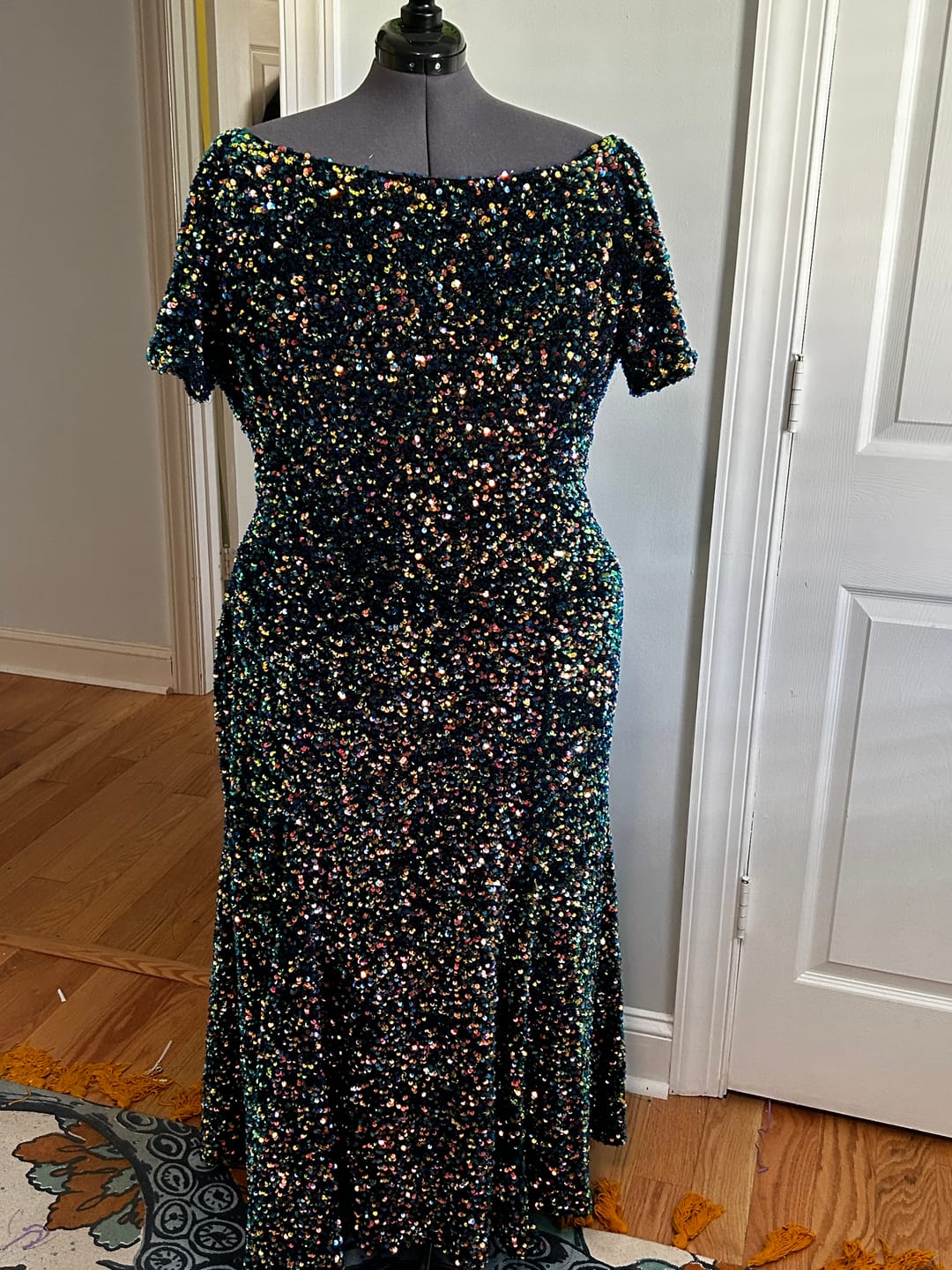 Customer photo review of Navy Stretch Crepe