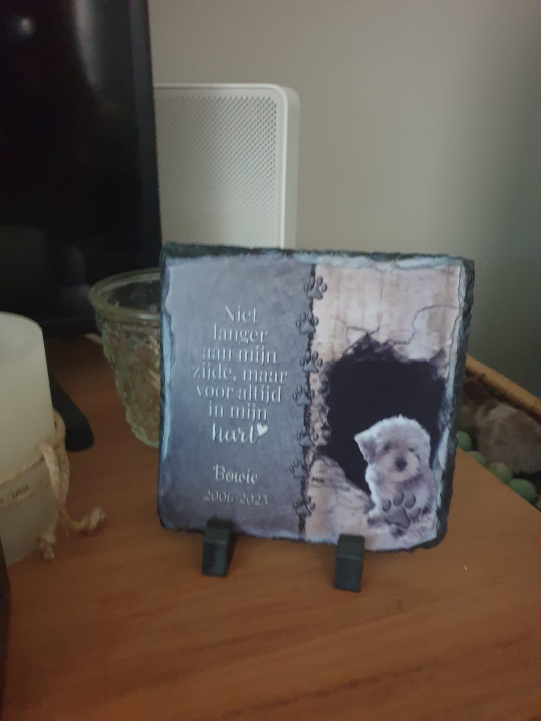 Customer photo review of Voor altijd in het hart - Gepersonaliseerde leisteen