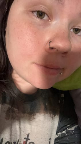 Customer photo review of Titanium Micro Gem Hinged Nose Hoop