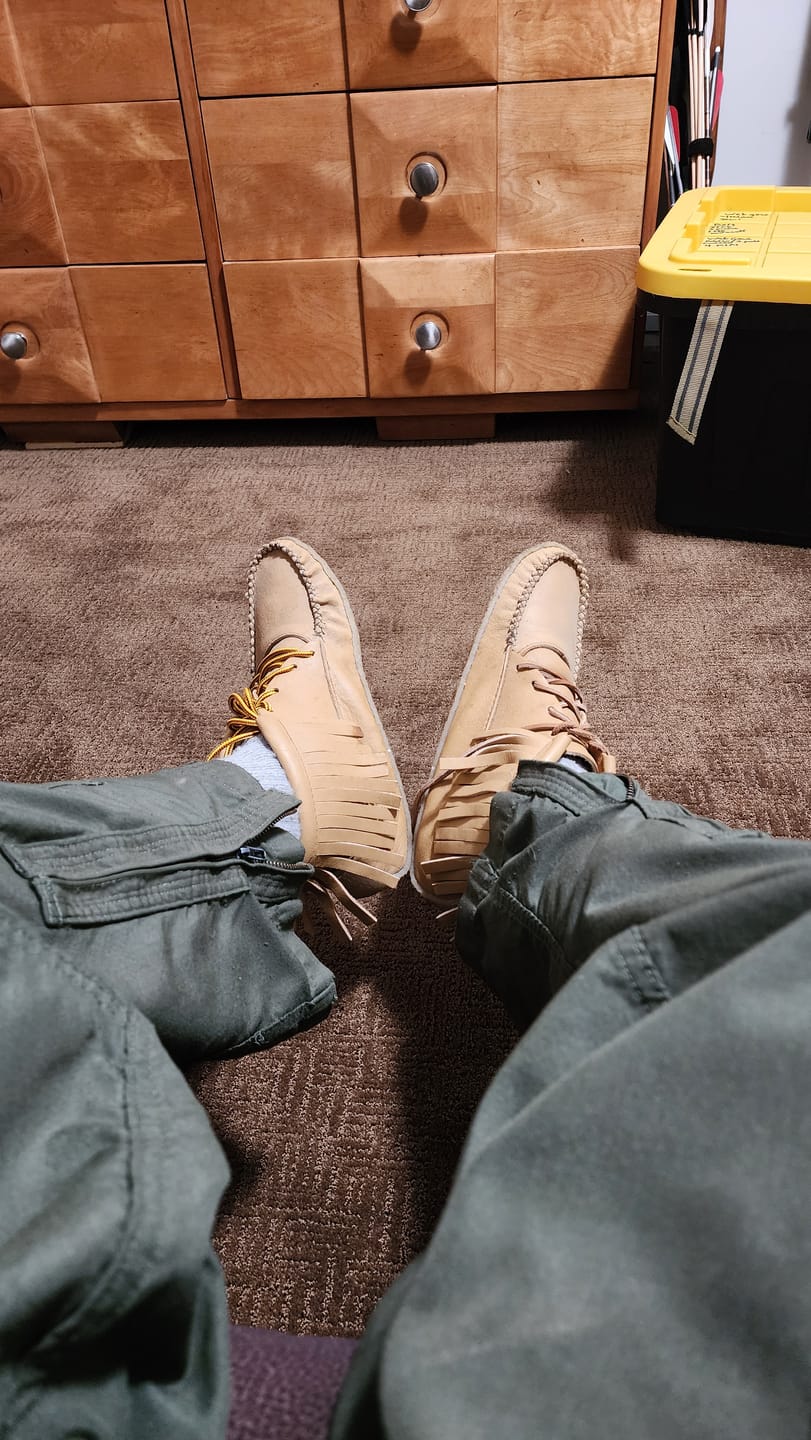 Customer photo review of Men’s Crepe Sole Moosehide Moccasin Boots