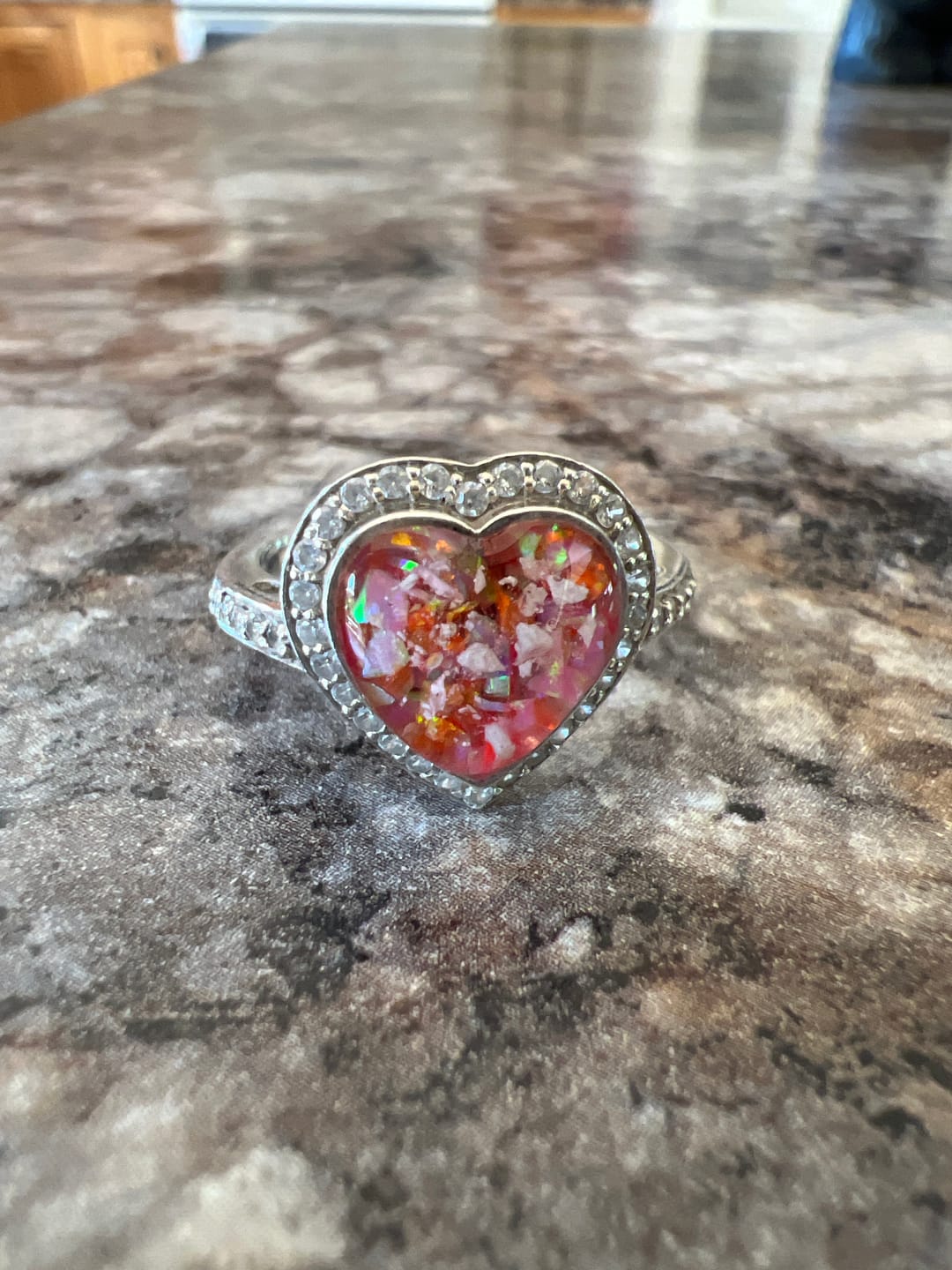 Customer photo review of Bedazzled Heart Cremation Ring