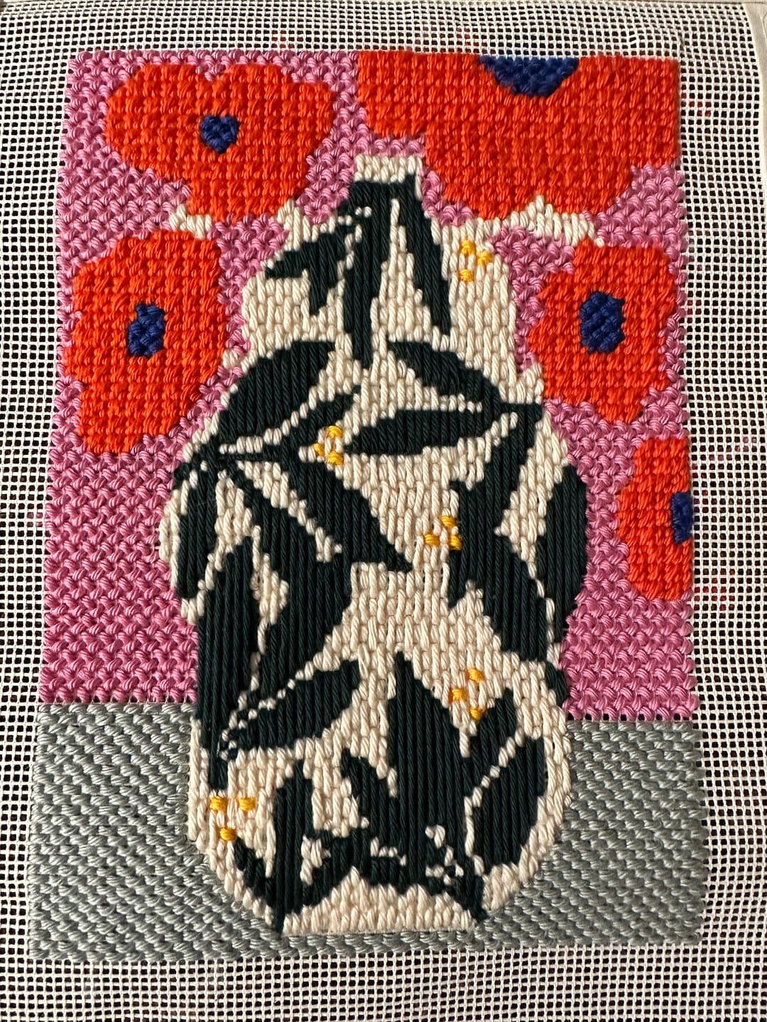 Customer photo review of Poppy Pot Needlepoint Kit
