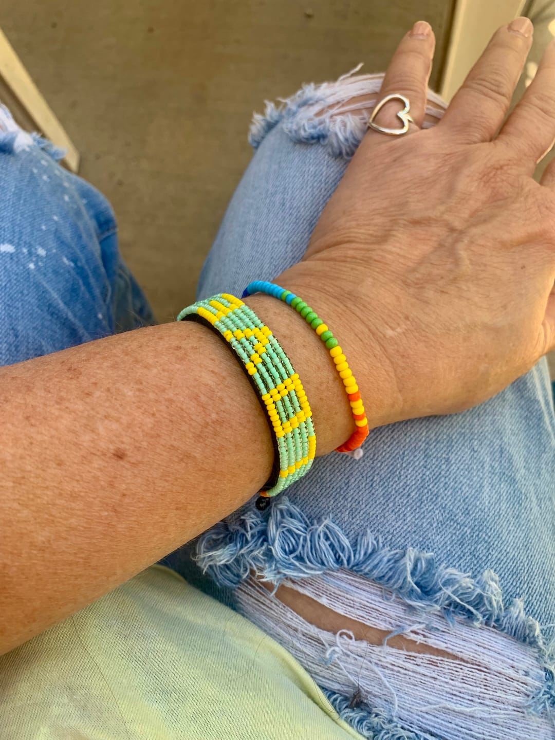 Customer photo review of FINAL SALE: LOVE Bracelet - Mint/Yellow