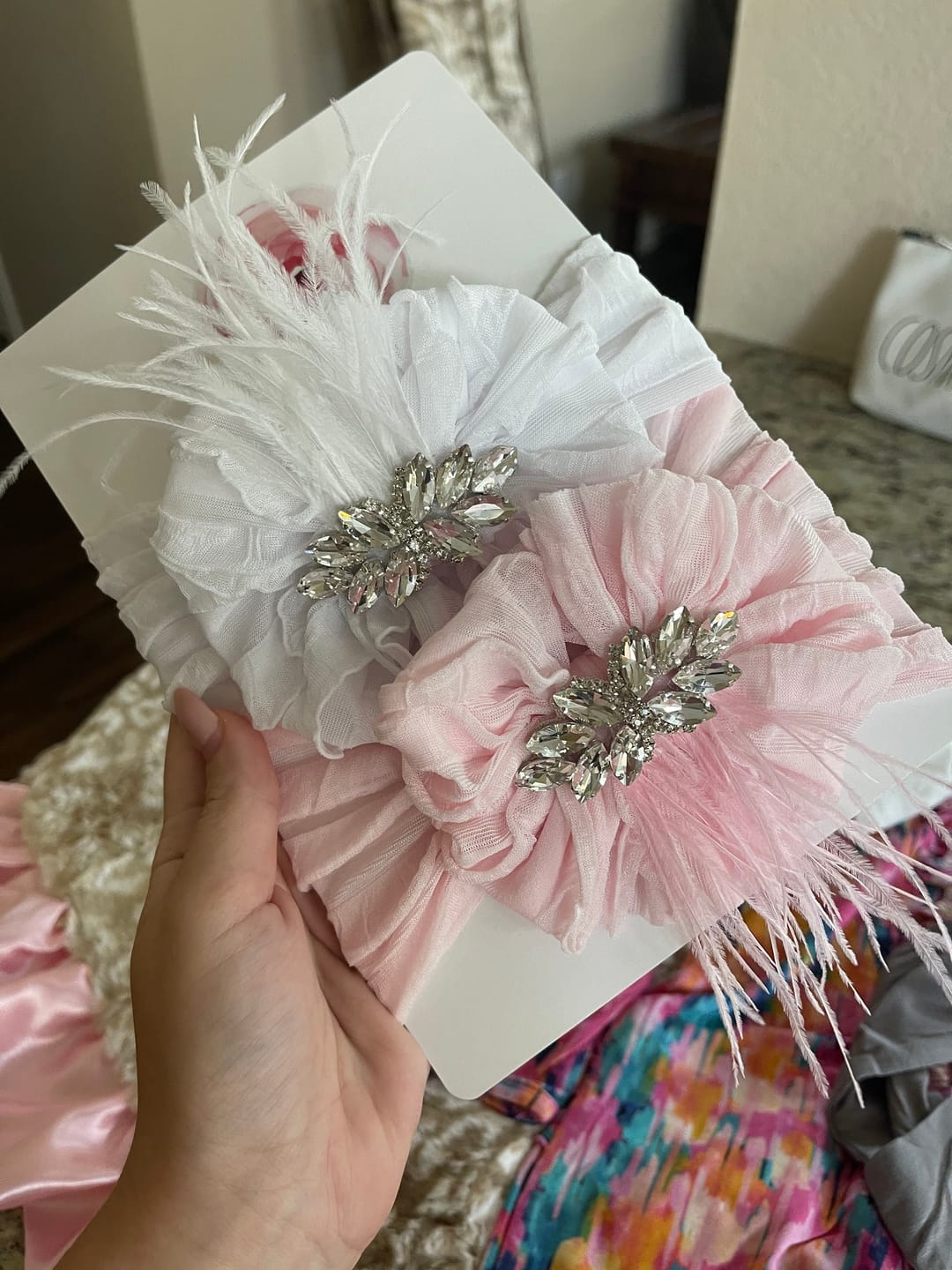 Customer photo review of Fancy Feather Ruffled Headband